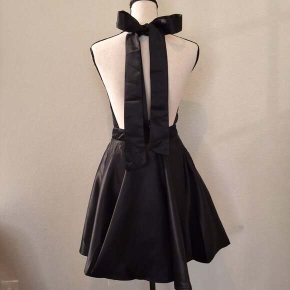 Commense Womens Satin Open-Back Pleated Mini Dress With Bow Detail Size M Little - Picture 5 of 8